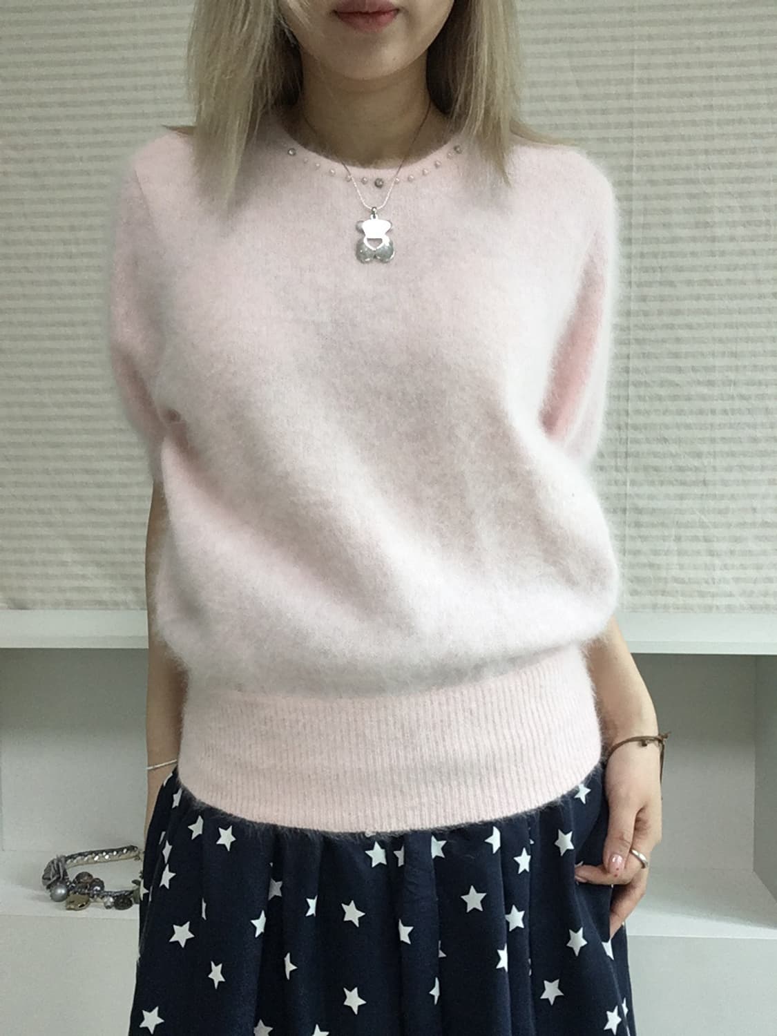 jpn vintage lovely pearl pink half puff  상품이미지5