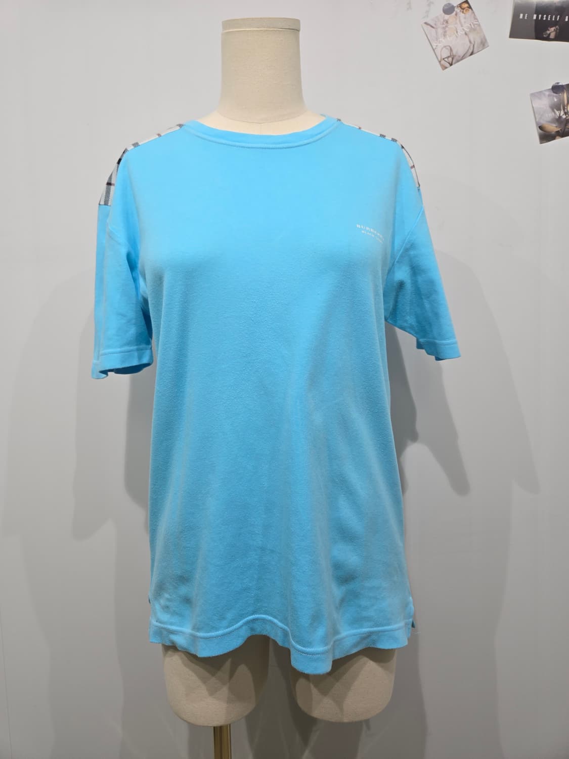 버버리 블랙라벨 반팔 티셔츠 하늘색 상품이미지1