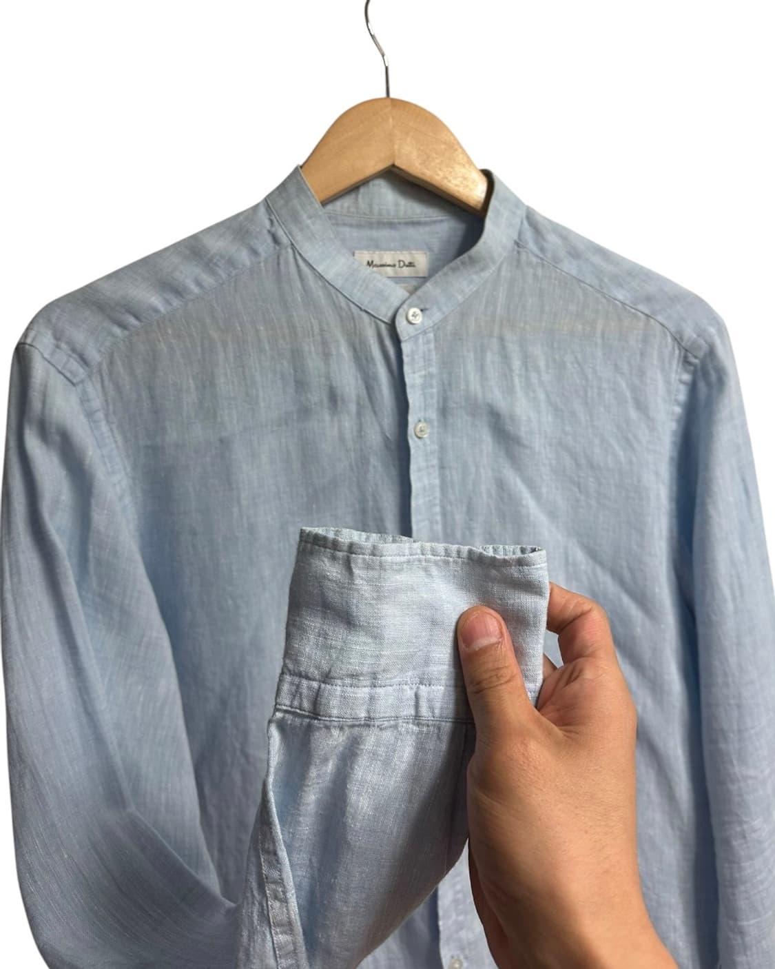 마시모두띠(Massimo Dutti) 헨리넥 린넨 셔츠 스카이블루 상품이미지3