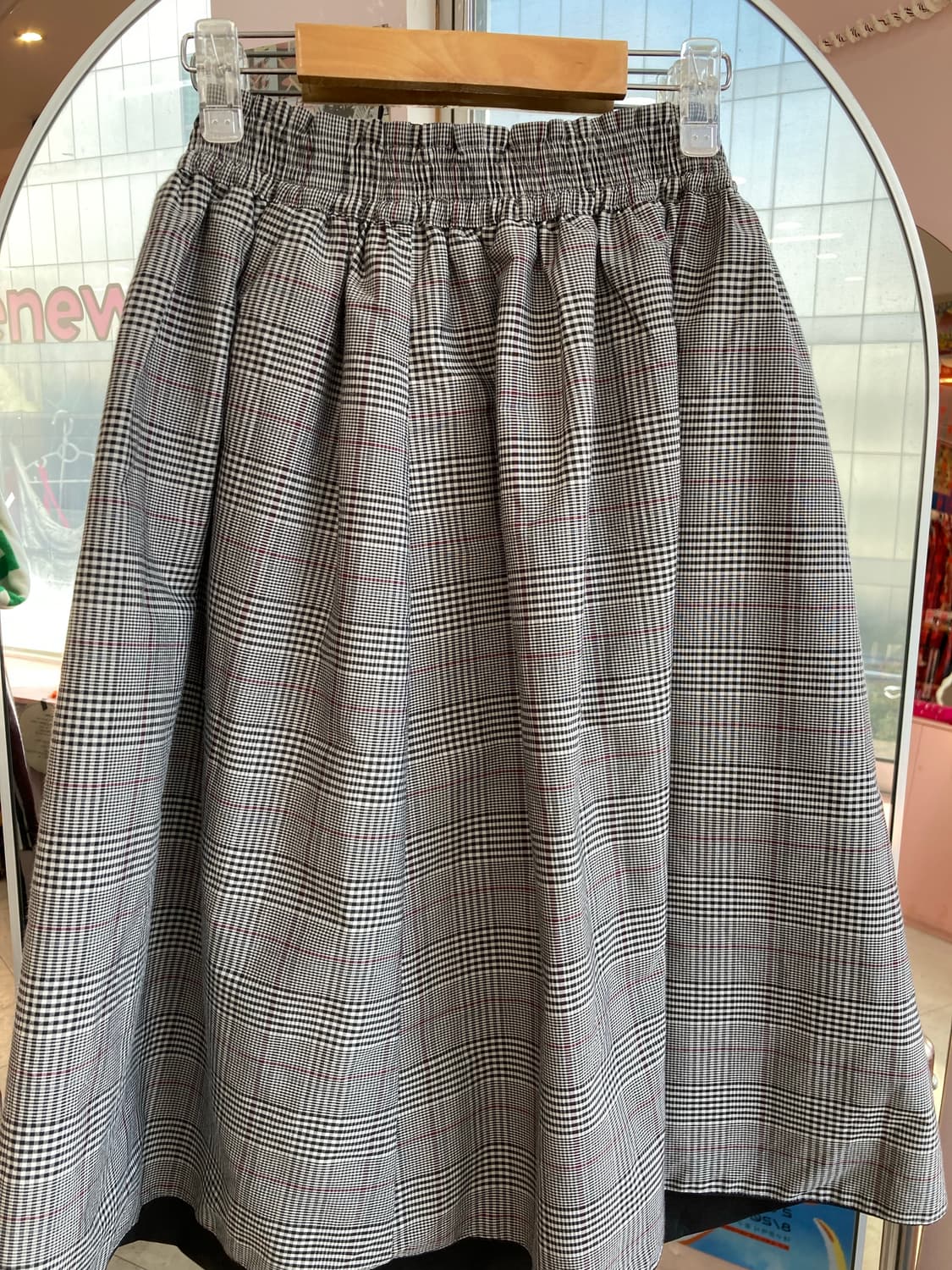 빈티지 체크 / 블랙 리버시블 미디 스커트 상품이미지6