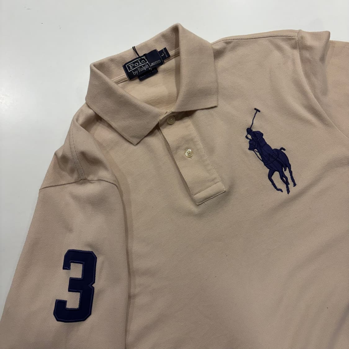 [L] 폴로 랄프로렌 빅포니 베이지 롱슬리브 카라티 C215 상품이미지3