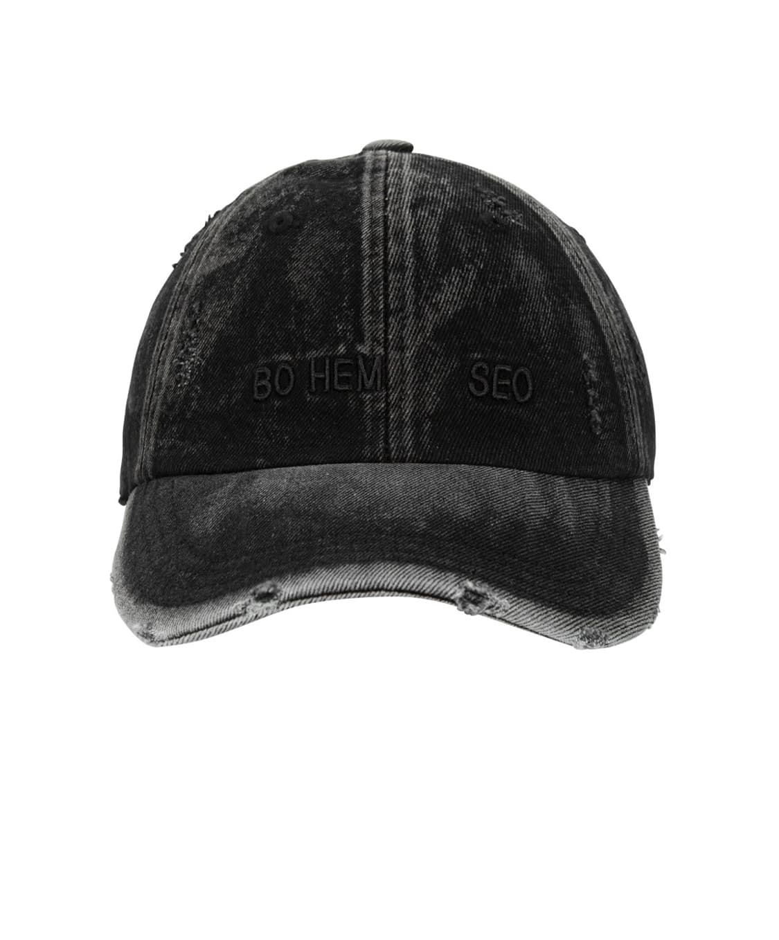 보헤미안서울 디스트레스드 데님 볼캡 워시드 블랙 상품이미지1