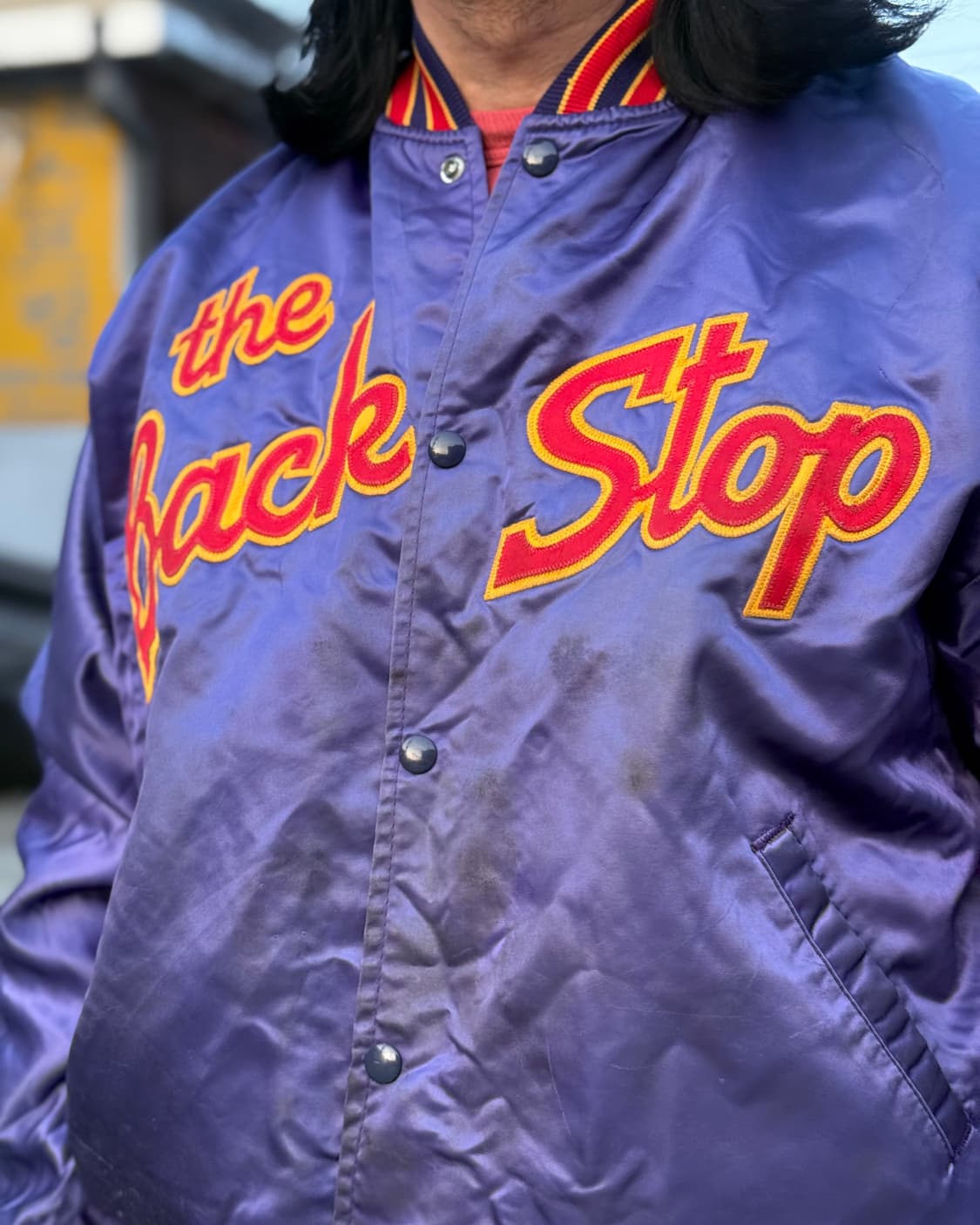 80‘s 빈티지 백 스탑 자수 새틴 자켓 105-107 상품이미지10