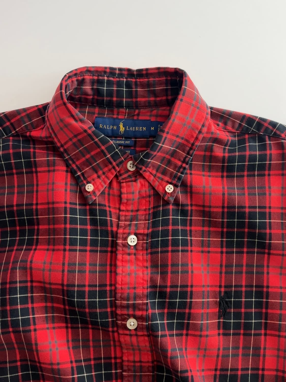 폴로 랄프로렌 레드 클래식 핏 체크 셔츠 M 상품이미지6