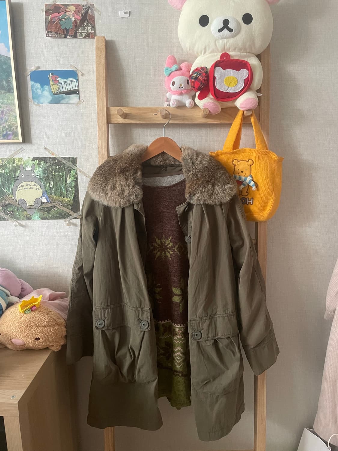 모리걸 빈티지 초코나무숲 퍼야상 set💚🤎 상품이미지1