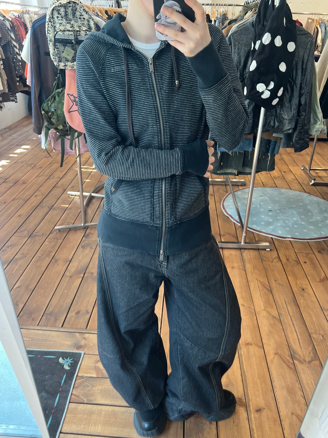 리바이스 블랙 스트라이프 후드집업 상품이미지2