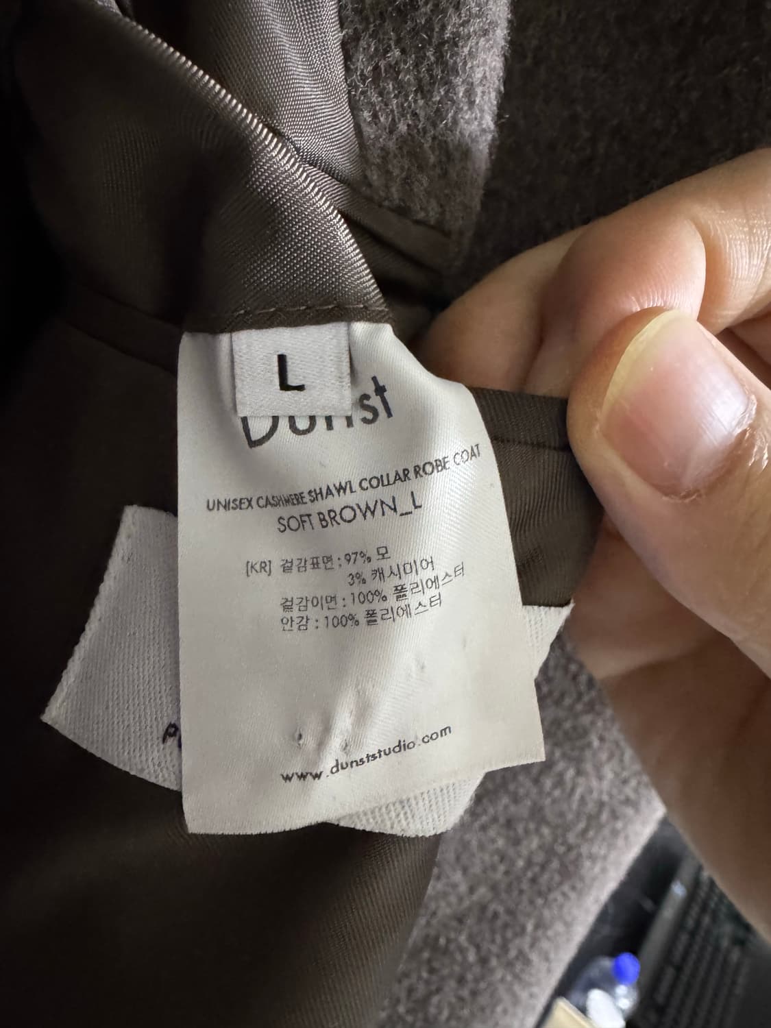 <L> 던스트 캐시미어 숄 카라 로브 코트 소프트 브라운 상품이미지4