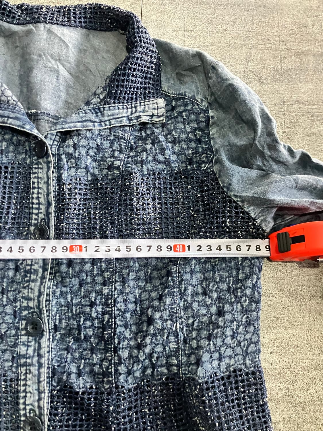 일본빈티지 Noage 오리엔탈보헤미안 핀터깔 데님 블라우스셔츠 상품이미지2