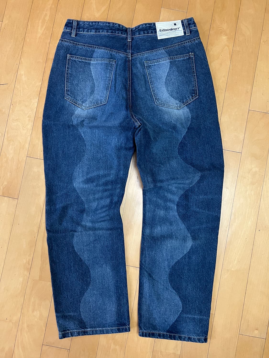 엑스트라오디너리 레이저 커브 프렌트 데님 루즈핏 팬츠 XL 새상품 상품이미지2