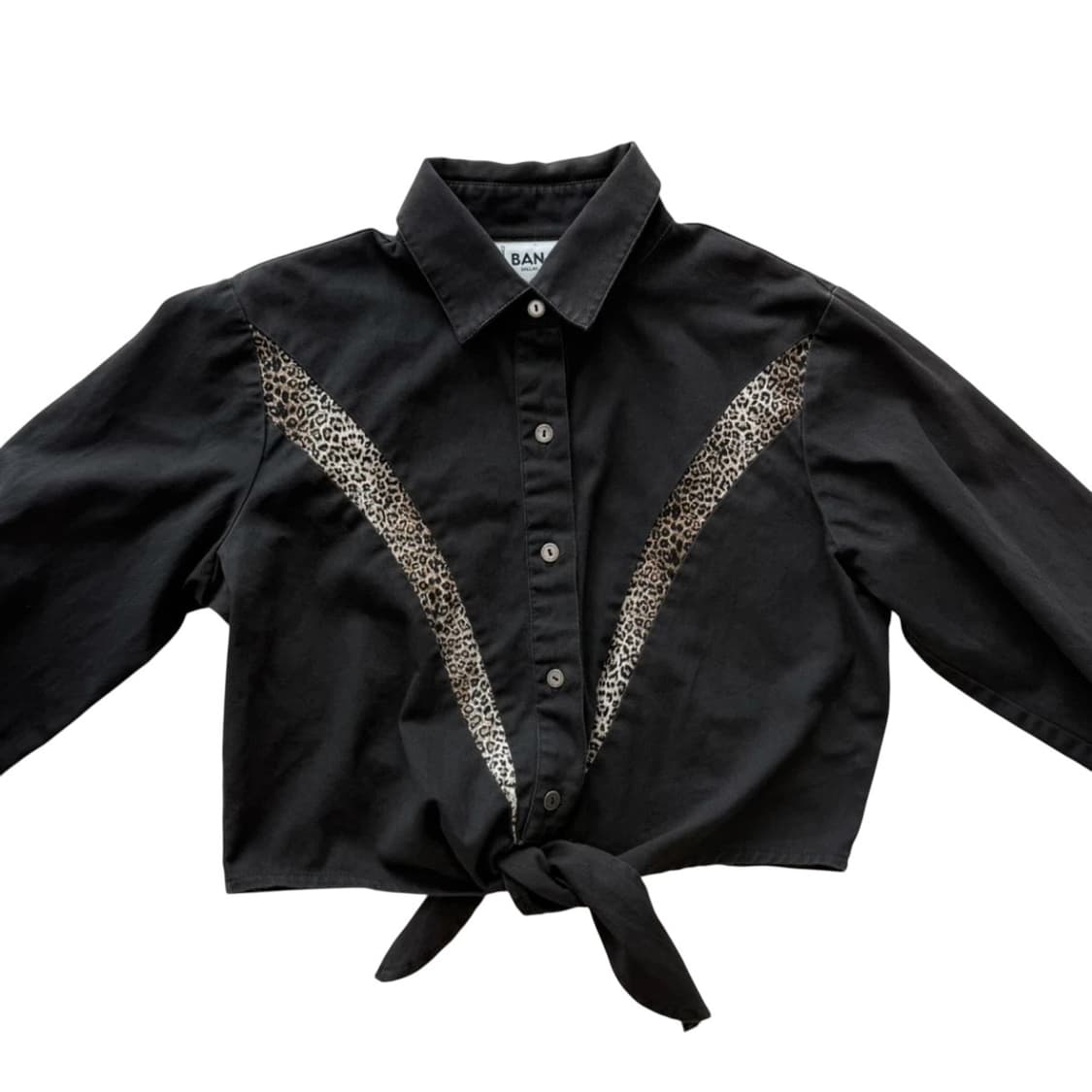 vintage banjo 호피 블랙 크롭 셔츠 상품이미지1