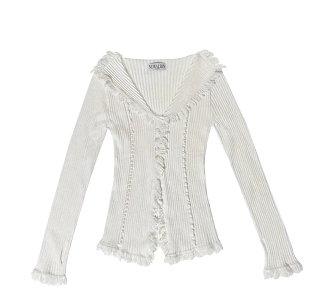 뉴얼린 보헤미안 태슬 니트 가디건 아이보리 상품이미지1