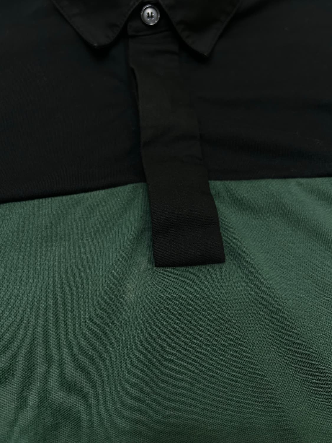 [실측XL]준지 오버핏 스트라이프 폴로 긴팔/그린블랙/오염 상품이미지6