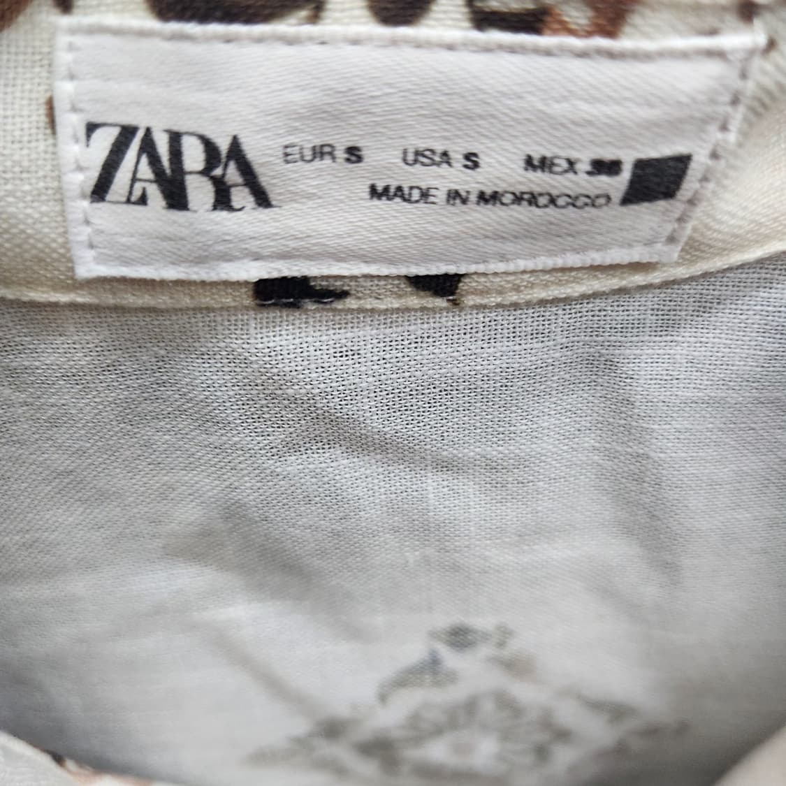 자라 ZARA 에스닉 가하학 패턴 린넨 혼방 반팔셔츠 상품이미지5