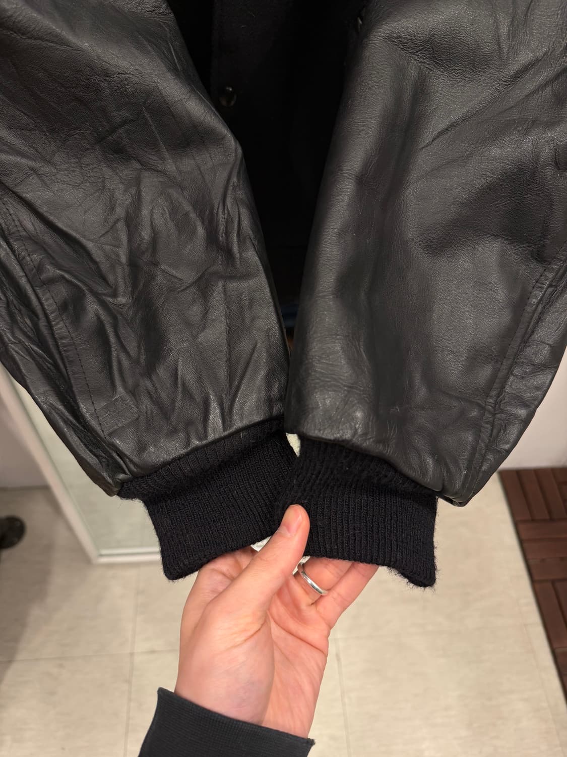 80-90s Butwin 빈티지 레더 울 바시티 자켓 (made in U 상품이미지4