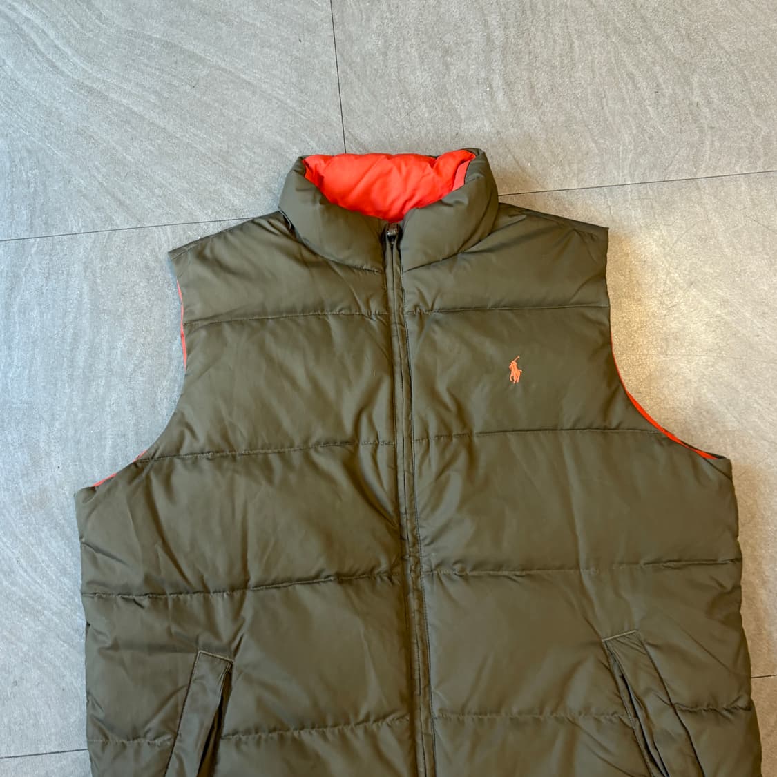 폴로 정품 브라운 , 오렌지 양면 덕다운 조끼 상품이미지5