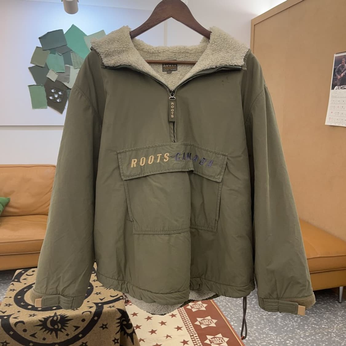 루츠 빈티지 빅포켓 올리브카키 양털 반집업 아노락 100 C08698 상품이미지3