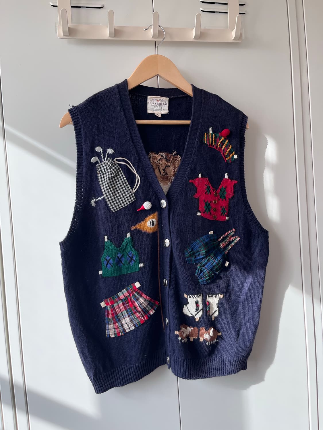 (Rare) Susan bristol 핸드메이드 자수 패치 니트 조끼 상품이미지3