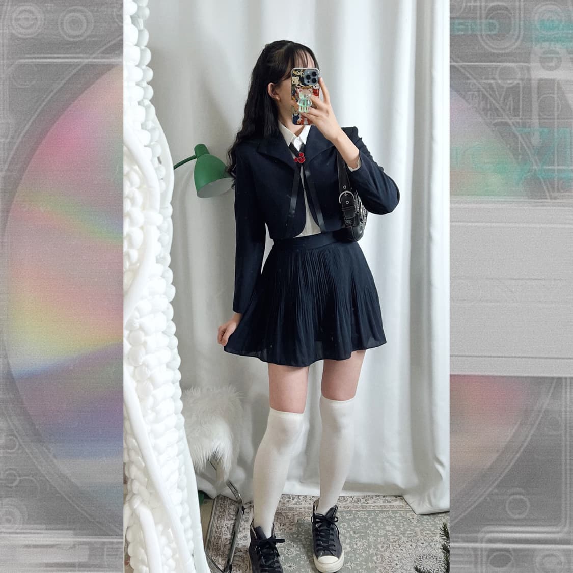 네이비 크롭 자켓 상품이미지3