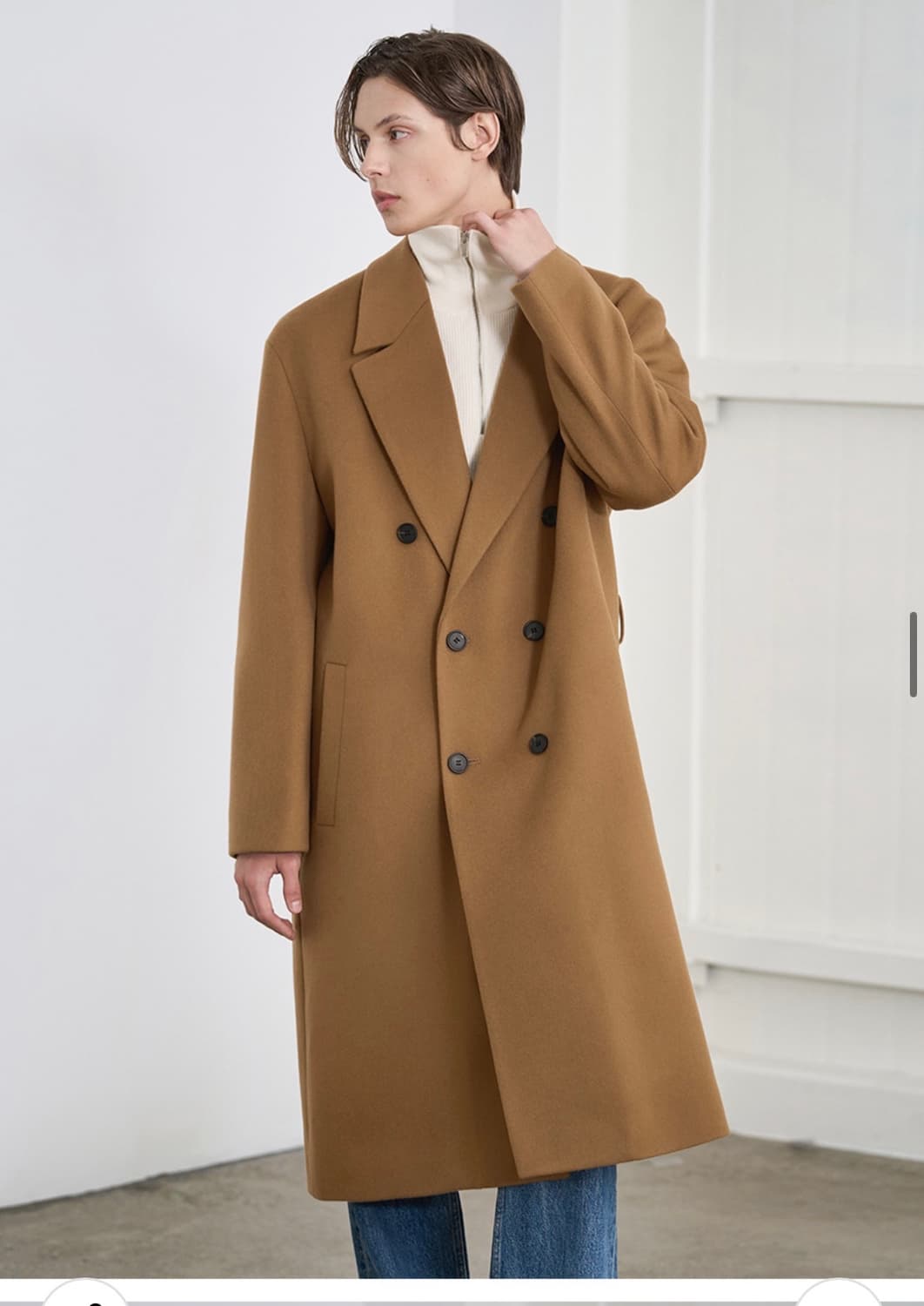 (새상품)(M) 드로우핏 프리미어 퓨어 캐시미어 로브 더블 코트 판매 상품이미지6