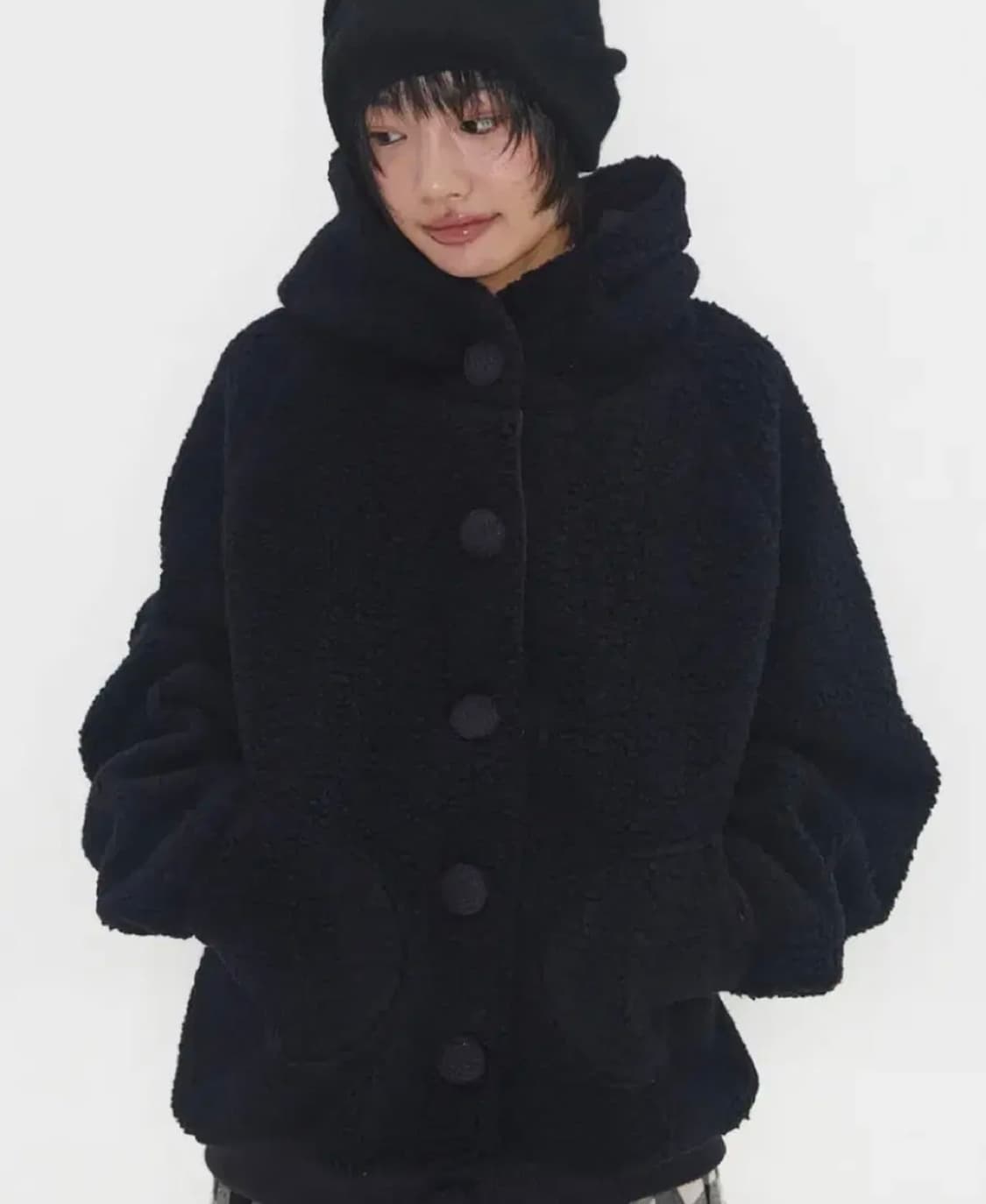 익스파이어드걸 뽀글이 후드 자켓 네이비 상품이미지1