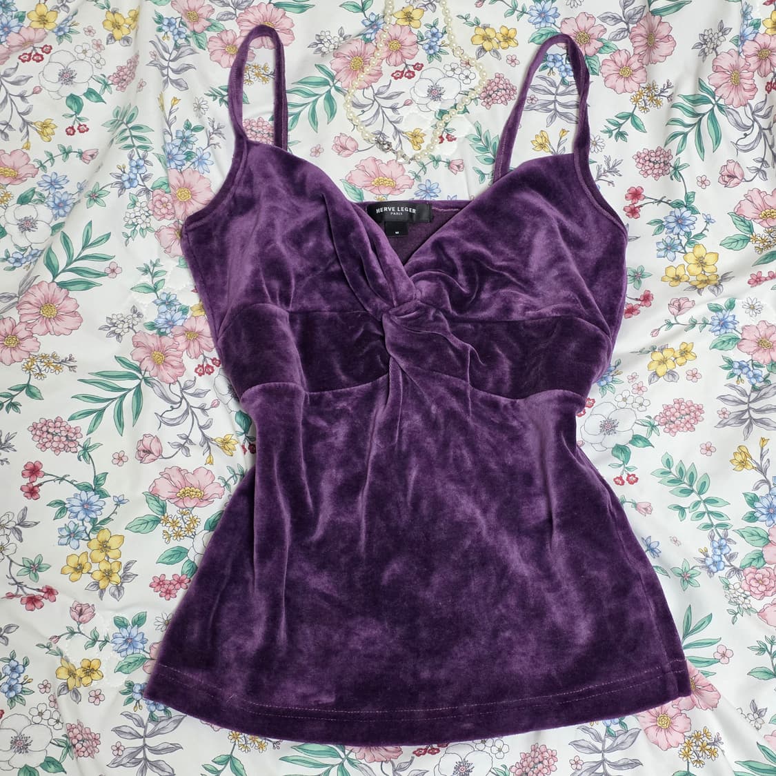 에르베레제 파리빈티지)벨벳 퍼플꼬임 오네갸루 나나깔 로맨틱 슬리브리스탑 상품이미지2