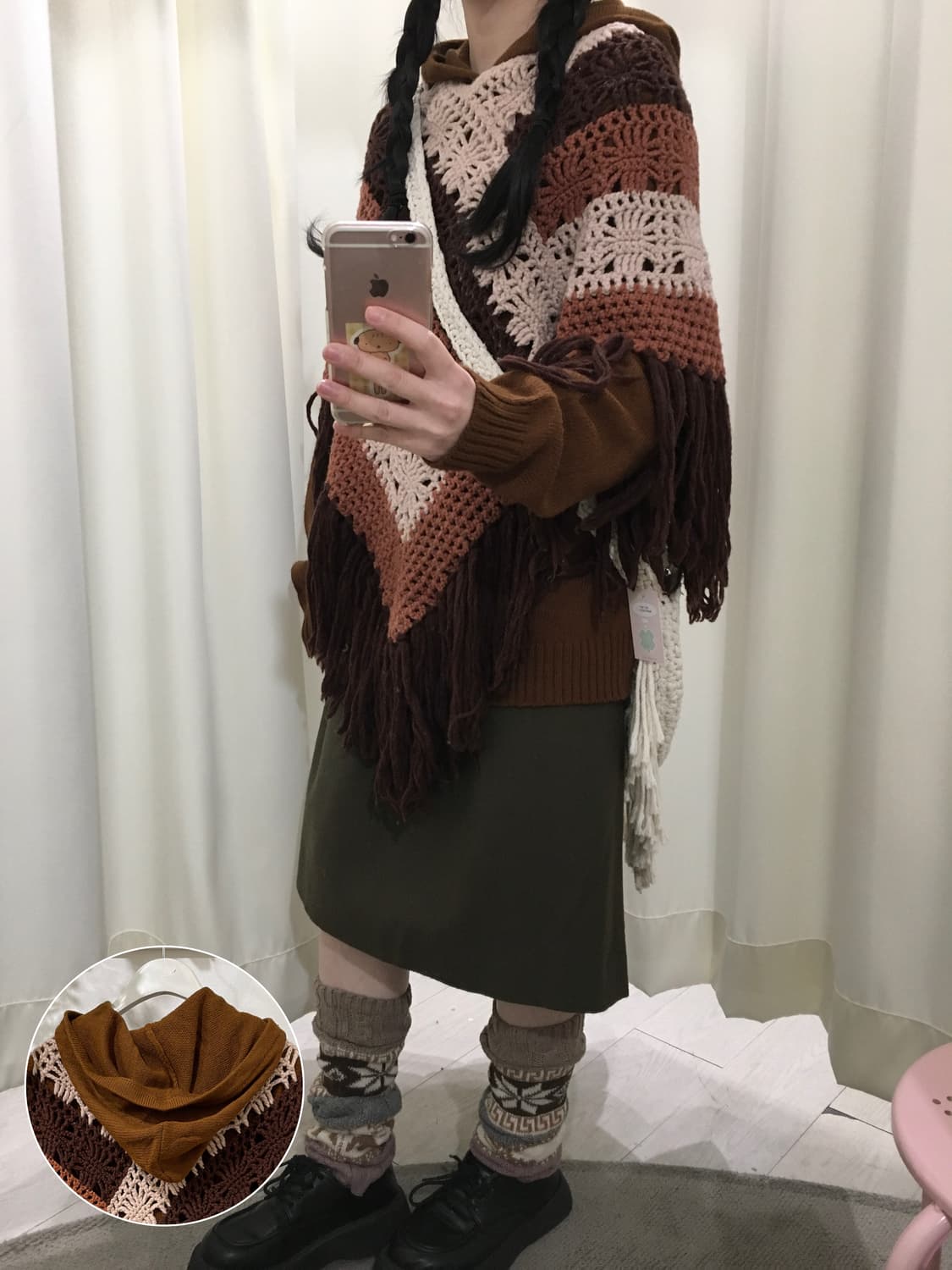 히피 모리 니트 후드 + 크로쉐 케이프 상품이미지1