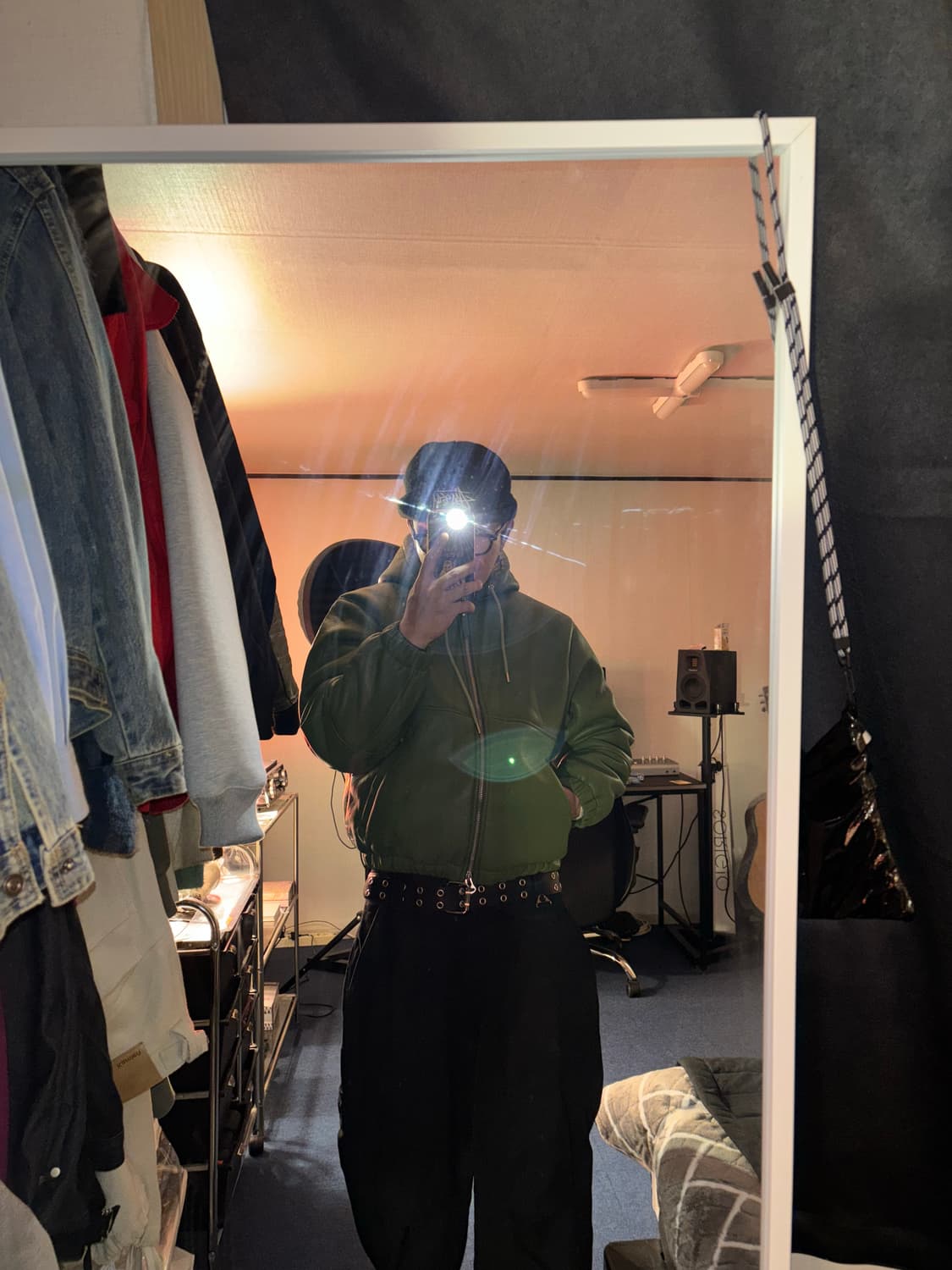 스투시 레더 후드집업 자켓 M 상품이미지5