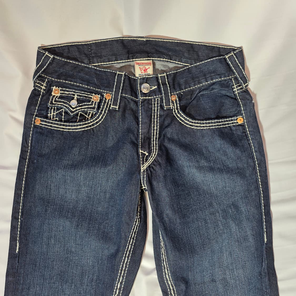 [31]트루릴리전 Y2K USA 화이트 스티치 부츠컷 데님팬츠 상품이미지2