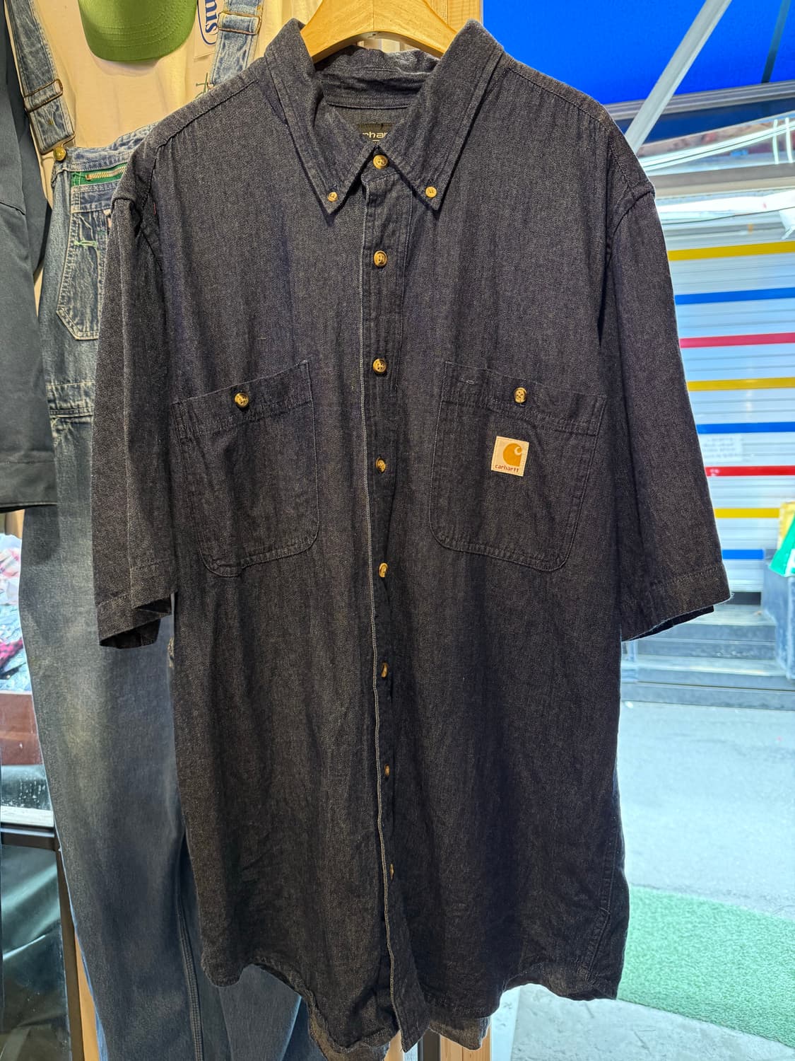 칼하트 진청 더블포켓 반팔셔츠 상품이미지1