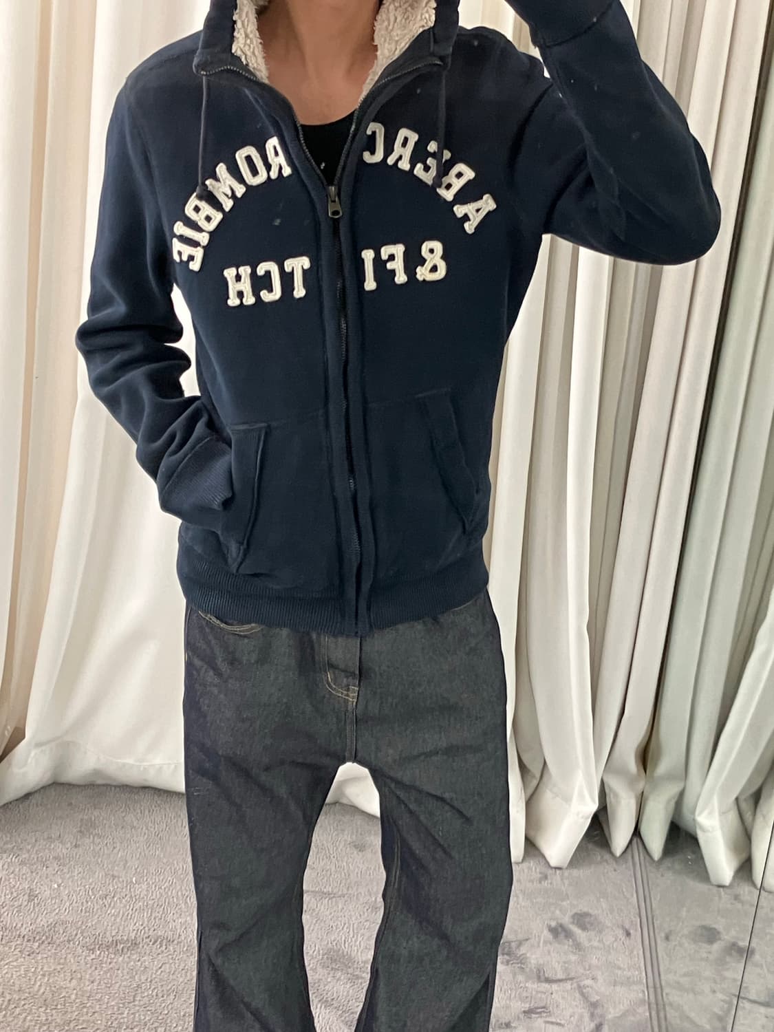 아베크롬비 네이비 울프죠 후드집업 M 상품이미지6