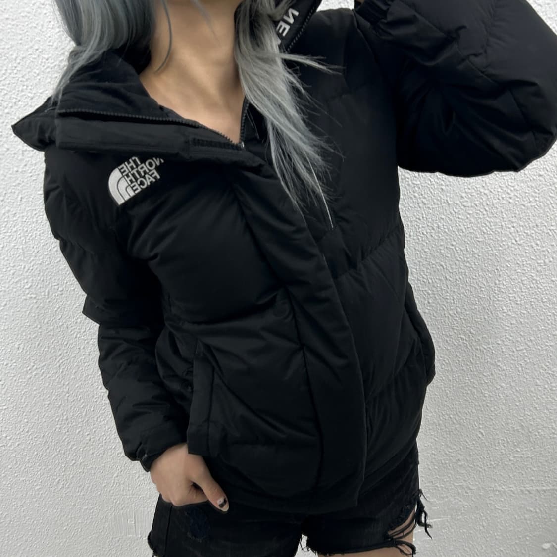 노스페이스 사이드포켓 후드 패딩 XS 상품이미지1