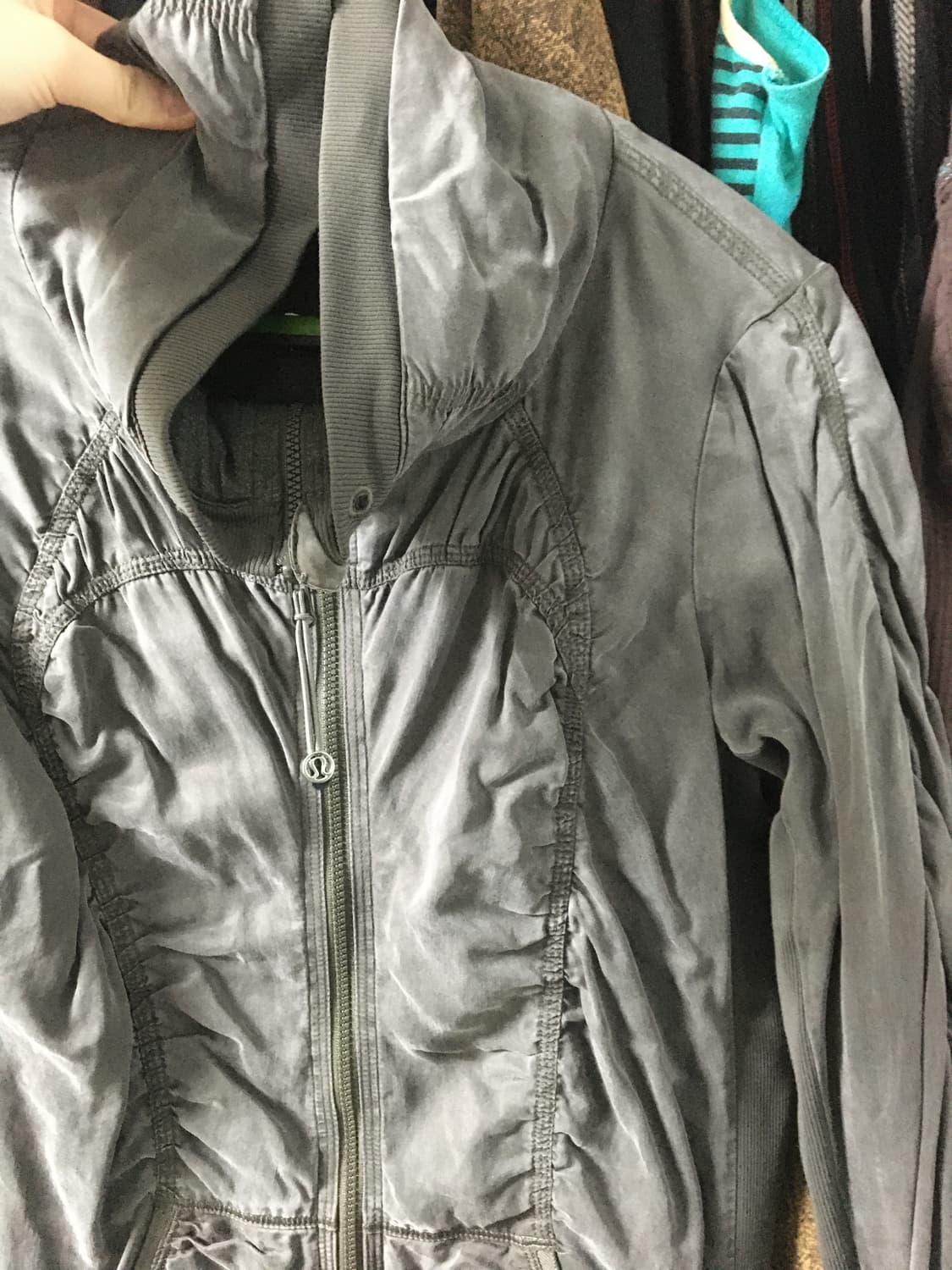 Khaki shirring zip up  상품이미지4