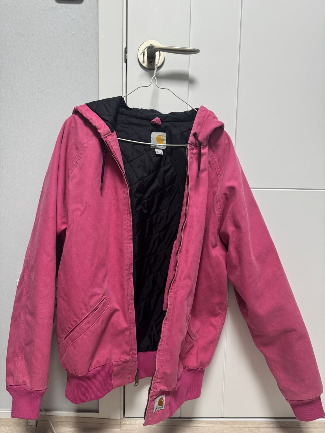 칼하트 빈티지 핑크 후드 워크패딩자켓 상품이미지1