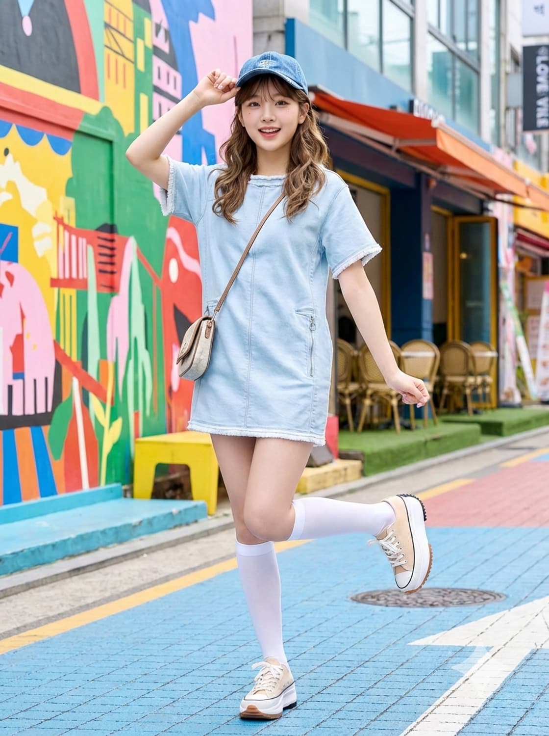 SYSTEM 한섬 라이트 블루 프린지 미니 원피스 상품이미지1