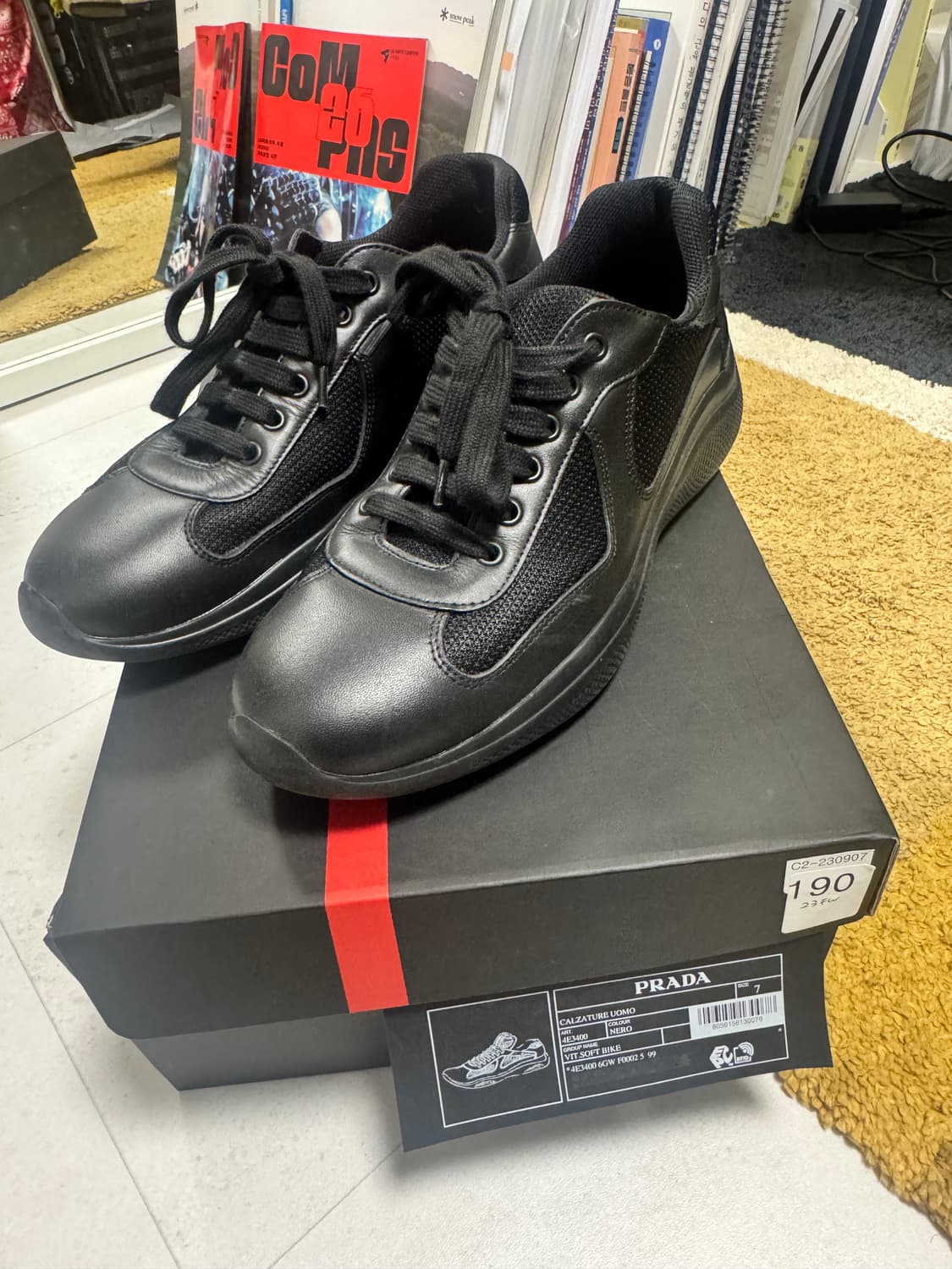 프라다 Prada  아메리카 컵 스니커즈 블랙 Size 7 상품이미지1