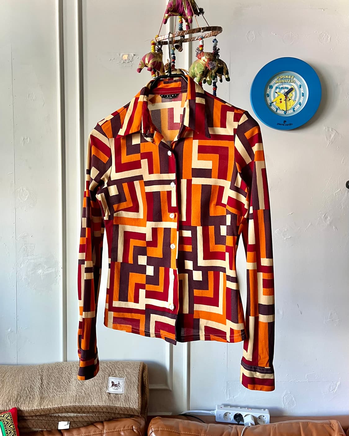 SISLY Old Optical Art Pattern Poly Shirt 상품이미지4