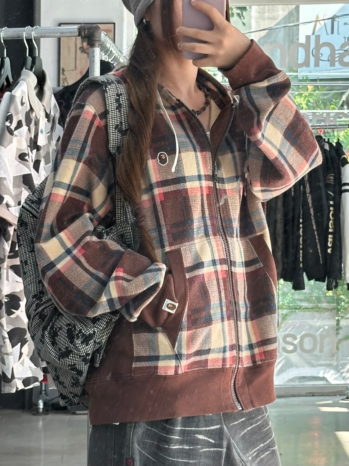 베이프 맥그리거 체크 후드집업 자켓 상품이미지1
