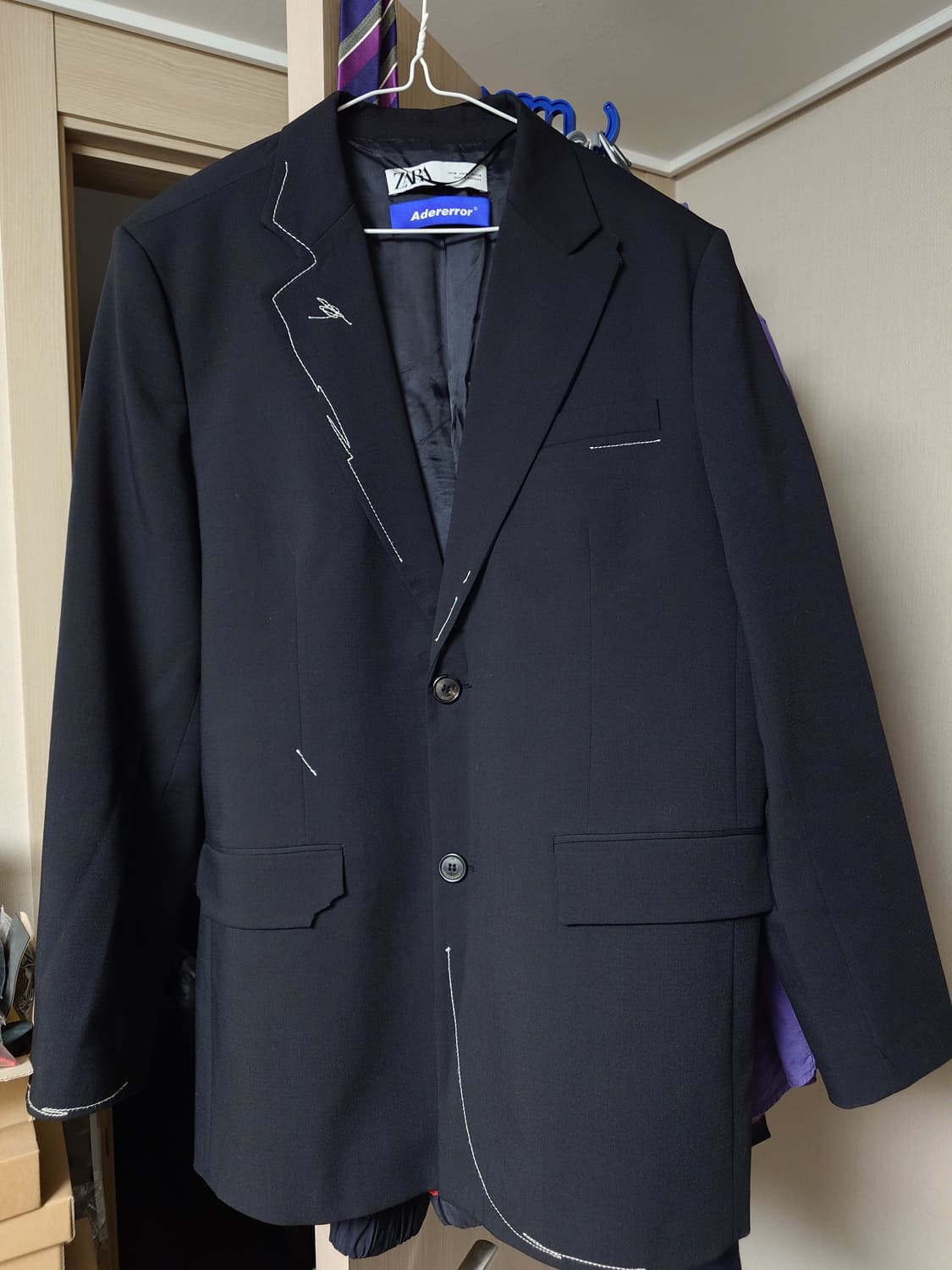 [M] 자라 x 아더에러 오버사이즈 블레이저 블랙 스티치 상품이미지1