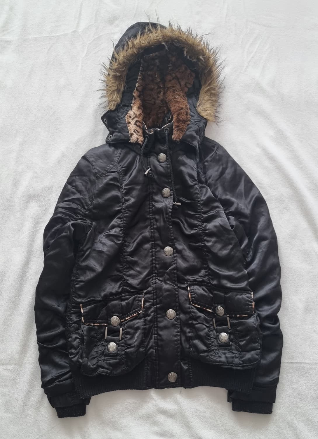 빈티지 y2k 갸루 펑크 퍼 블랙 패딩 상품이미지1