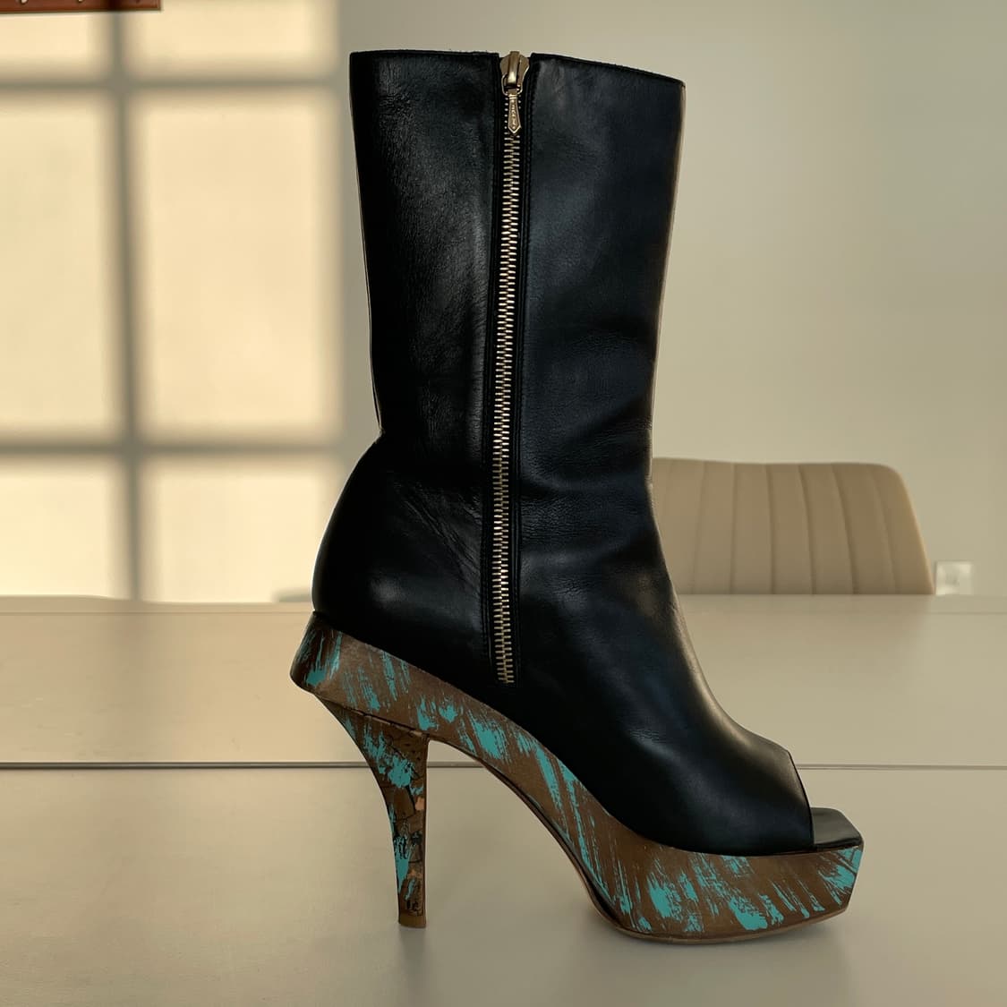 10s 상하이 컬렉션 샤넬 블랙 핍 토 부츠 상품이미지3