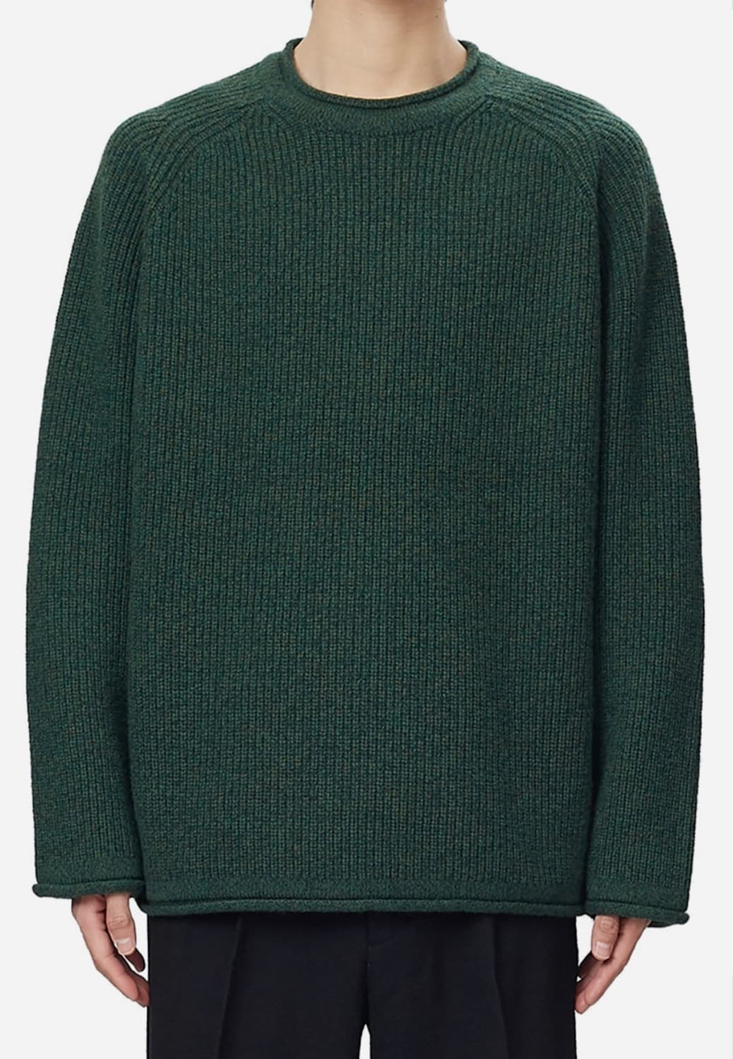 4)해칭룸 트위스트 라운드넥 니트 딥그린 상품이미지2