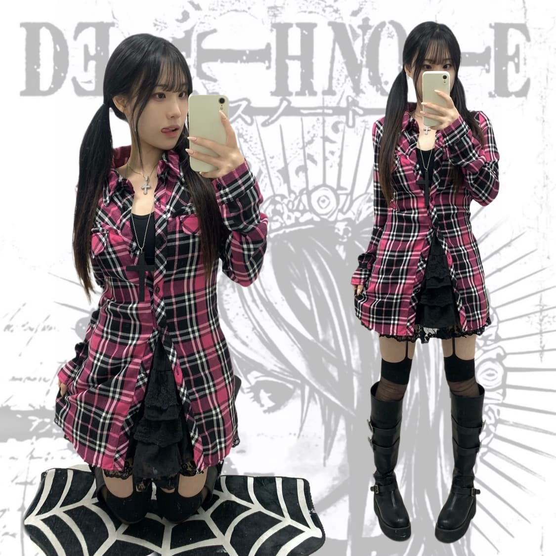 [SKINNY LIP] 스키니 립 핑크 아일렛 셔츠 원피스 상품이미지1