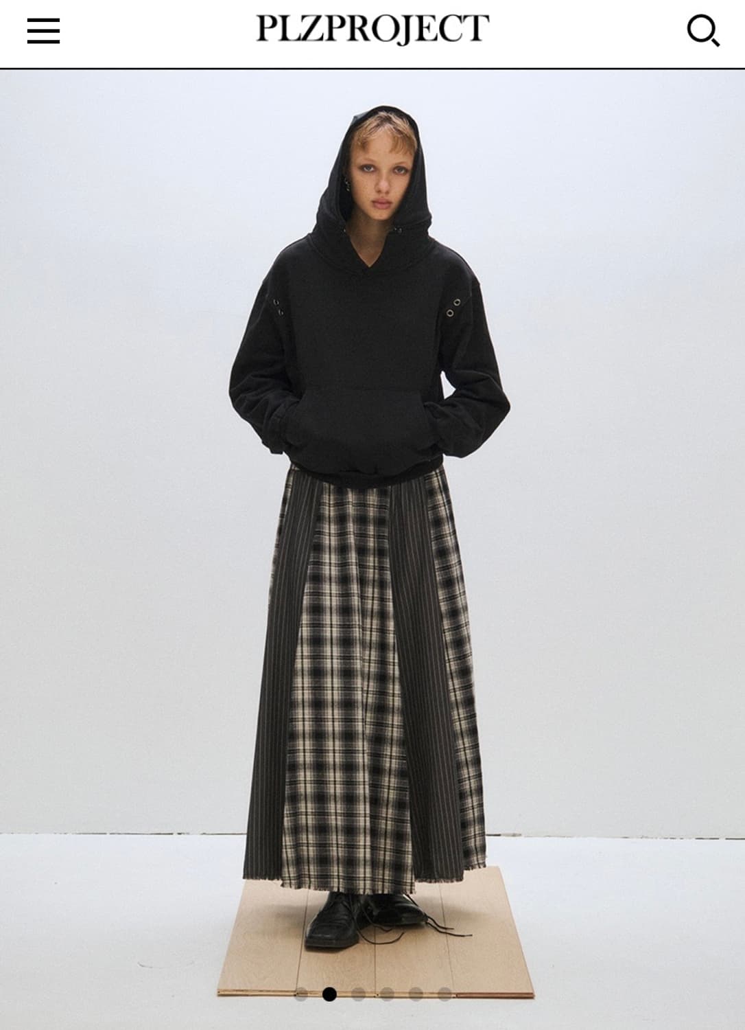 플리즈프로젝트 오버 체크 맥시스커트 블랙 상품이미지2
