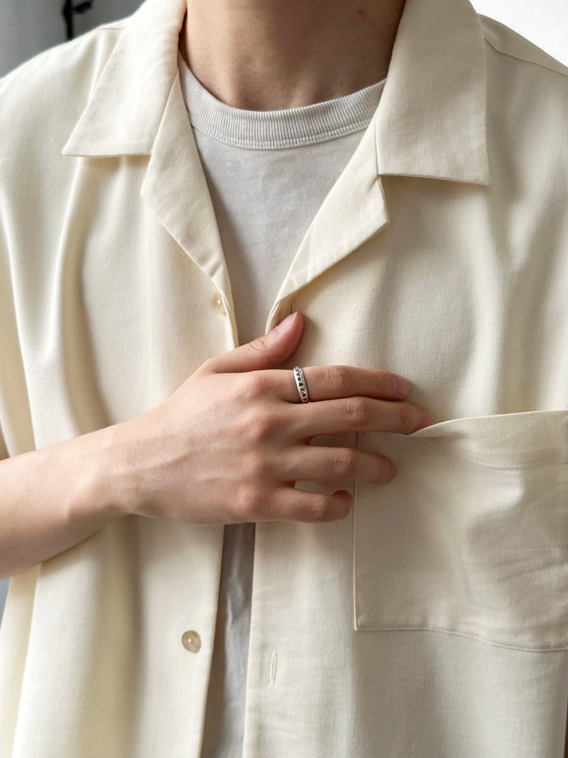 Natural texture fabric open collar shirt 상품이미지7