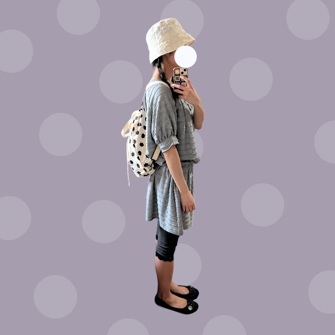 네넷 냐🐾 아이보리 땡땡이 고양이 짐색 백팩 상품이미지2