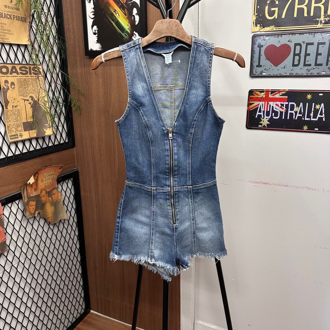 GUESS, Denim Sleeveless Short Jumpsuit  상품이미지1