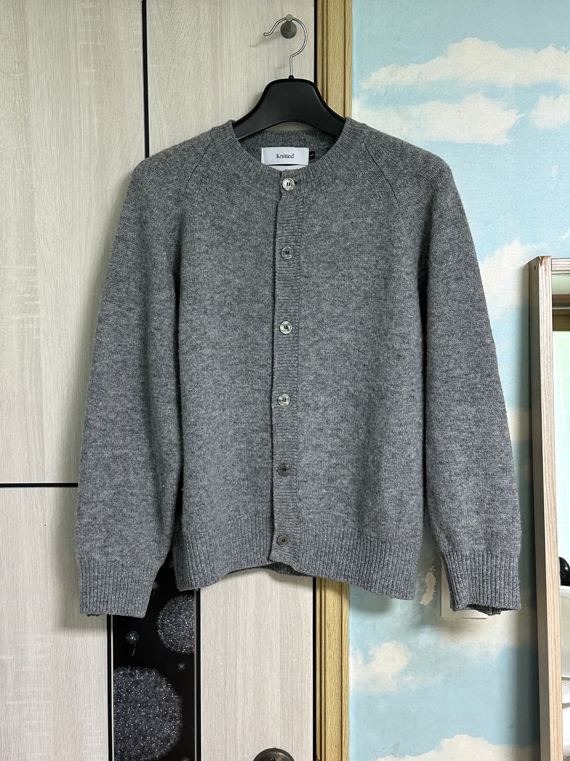 (L) 니티드 쉐기독 울 100% 라운드 가디건 GREY 상품이미지2