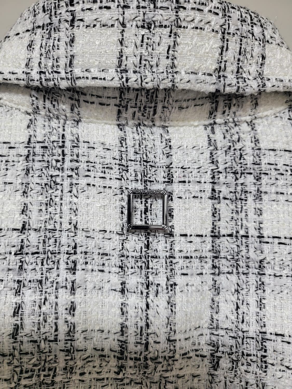 새상품) 우영미 트위드 체크 셔츠 화이트 상품이미지3