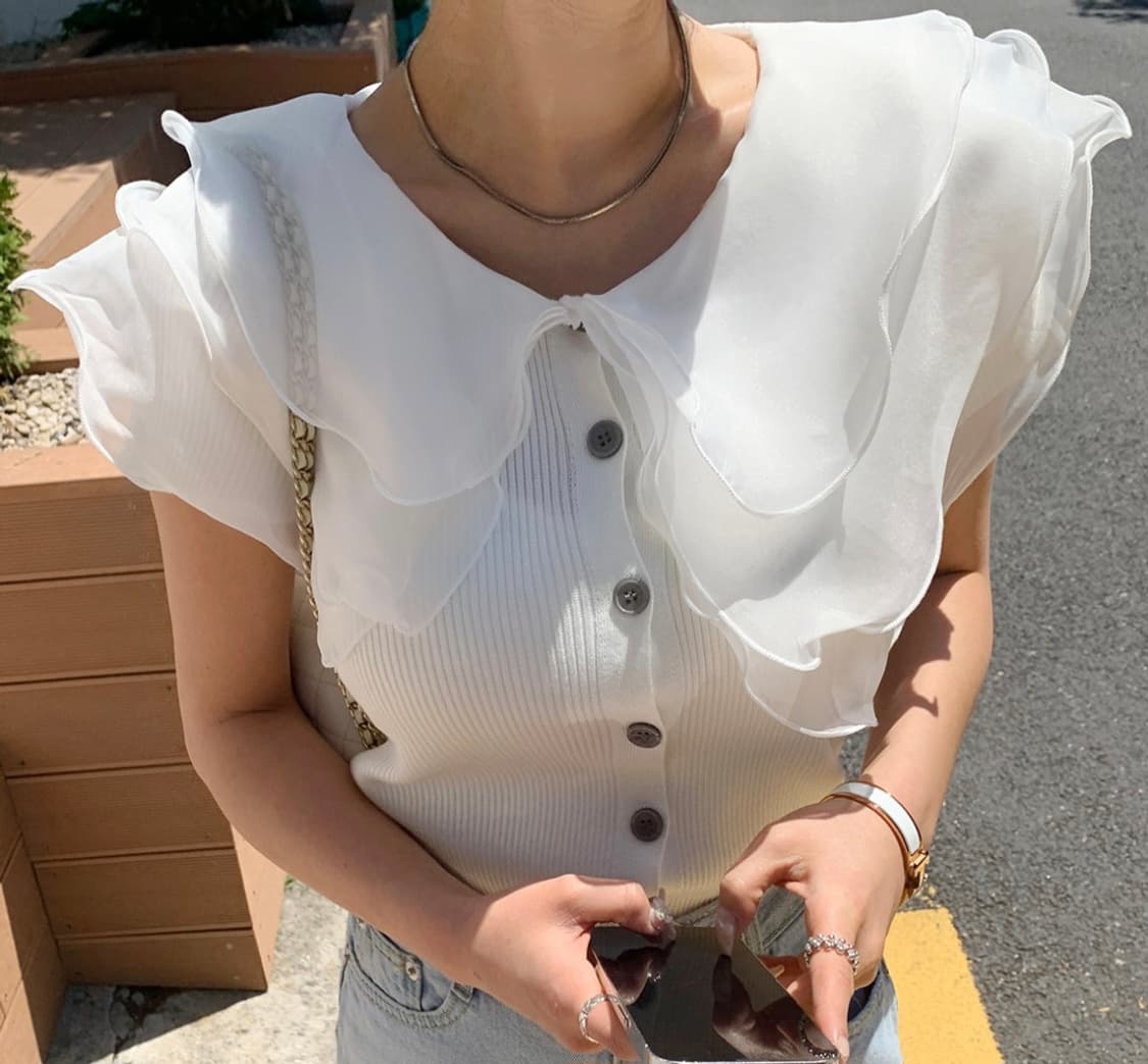 레이스 빅카라 반팔 티셔츠 상품이미지2