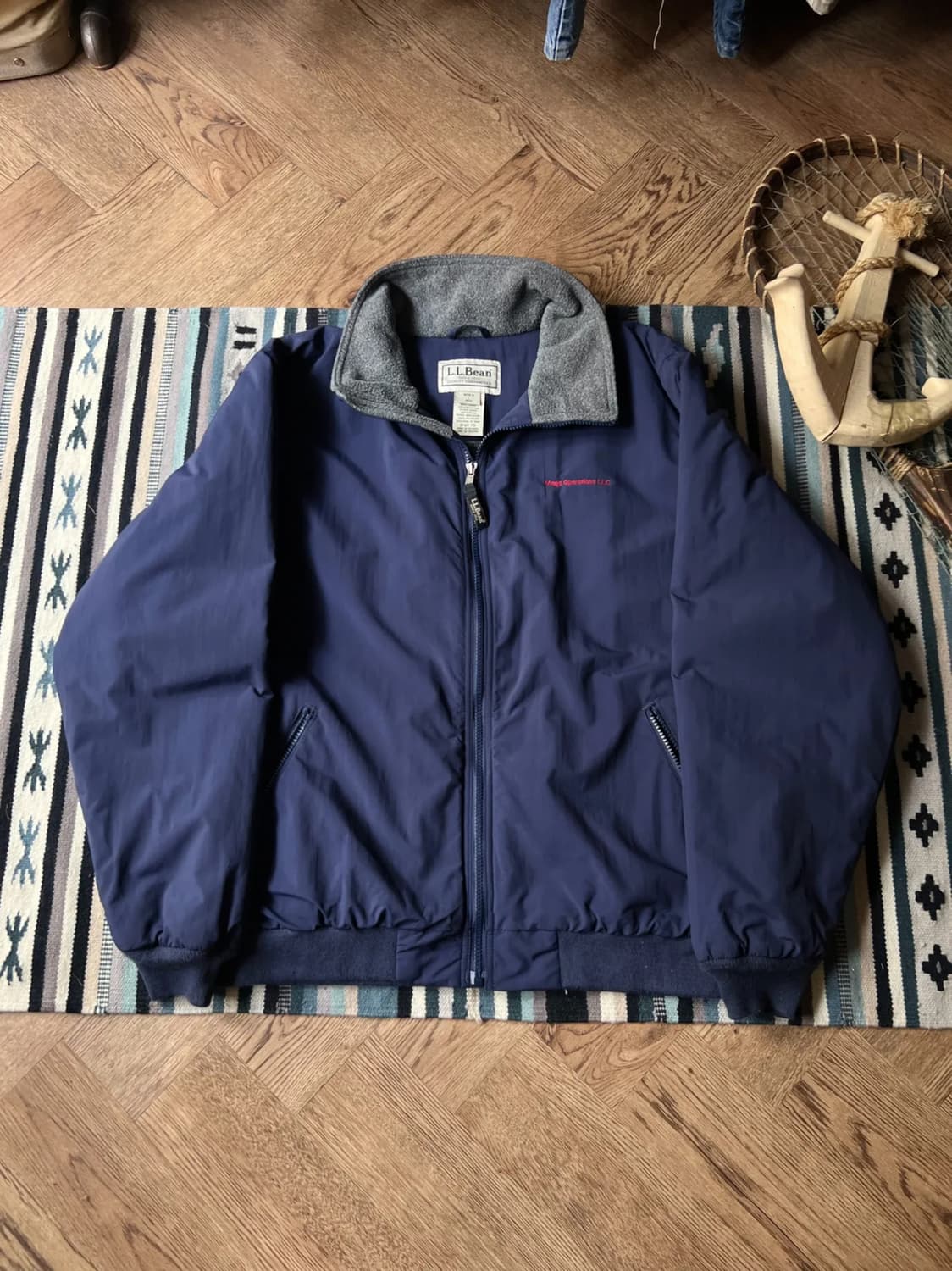 [L]엘엘빈 USA 네이비 플리스 웜업 자켓 상품이미지1